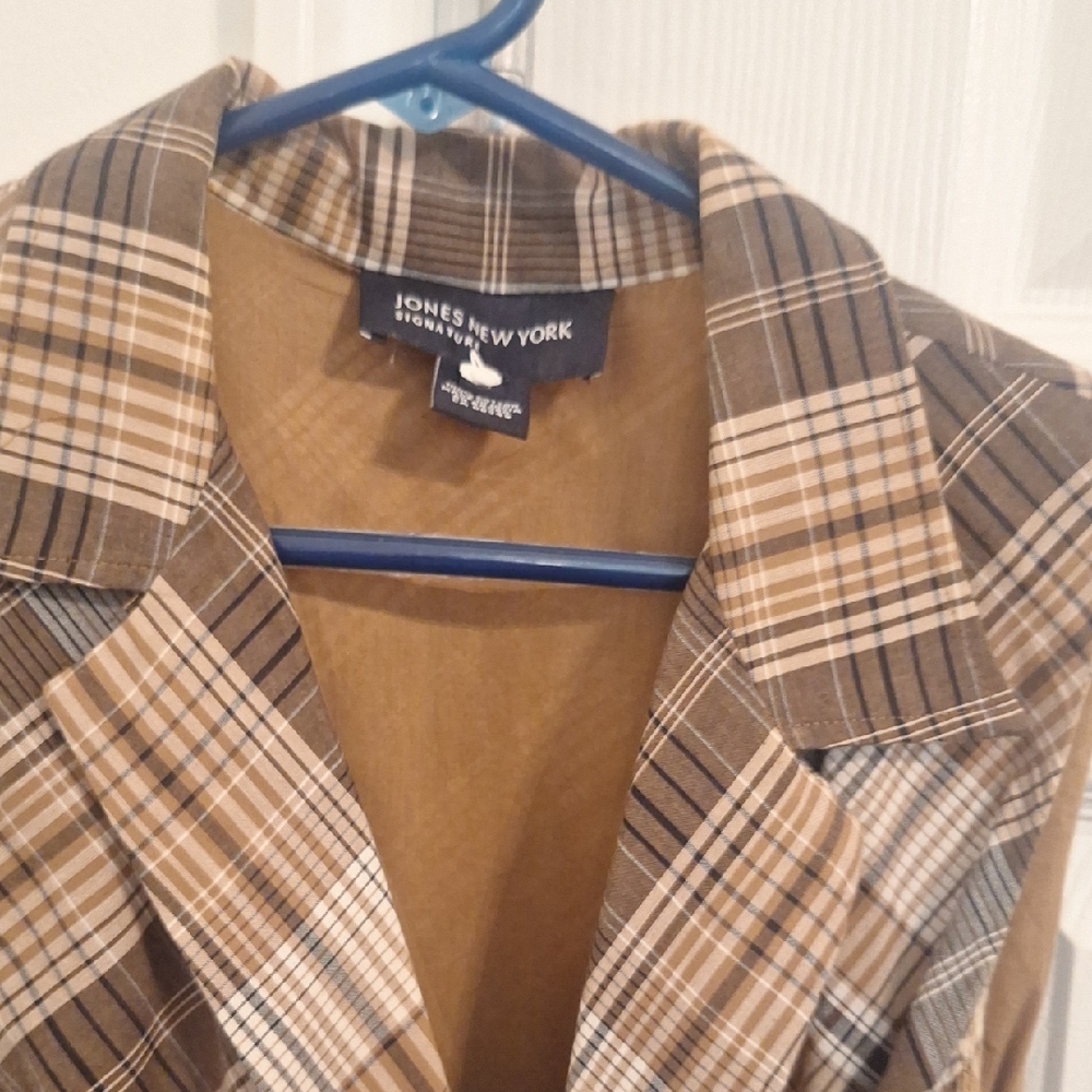 Jones New York Women's Tan Plaid Wrap Dress
